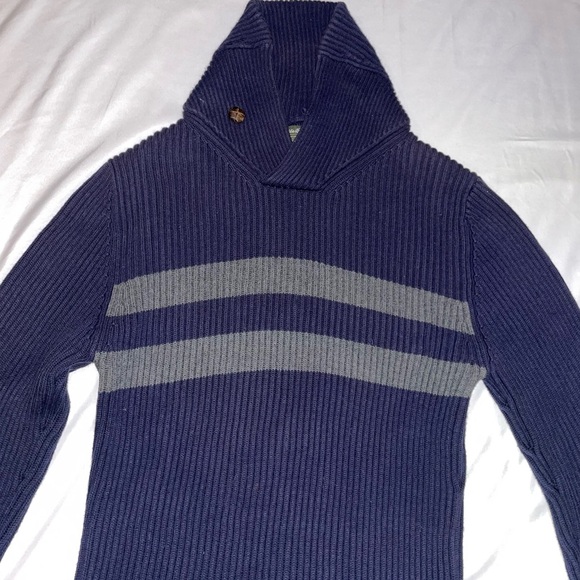 Eddie Bauer Blue and Gray Turtleneck Sweater Size S 100% Cotton - Picture 3 of 10